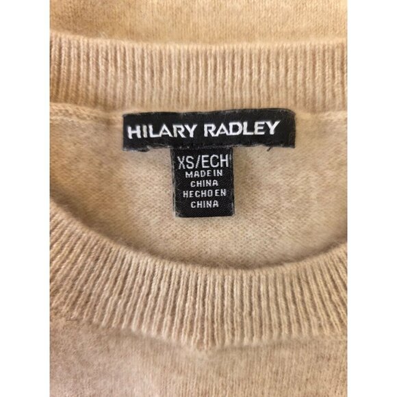 Hilary Radley Classic Cashmere Crew Neck Sweater Women Sz XS Oatmeal Long Sleeve - Picture 2 of 7